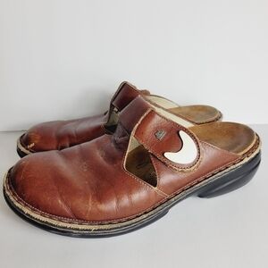 Finn Comfort Stanford Brown Leather Mules Size 38 woman's slip on shoes